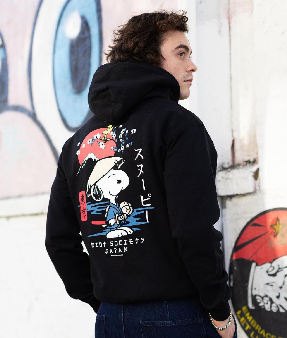 Riot Society Peanuts Snoopy & Woodstock Samurai Mens Hoodie