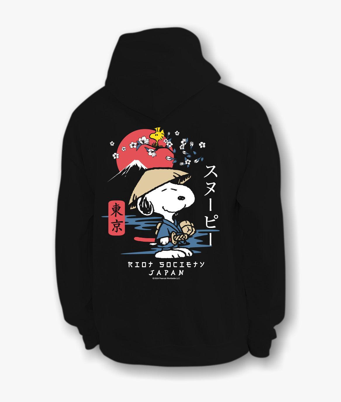 riot society Peanuts Snoopy & Woodstock Samurai Mens Hoodie
