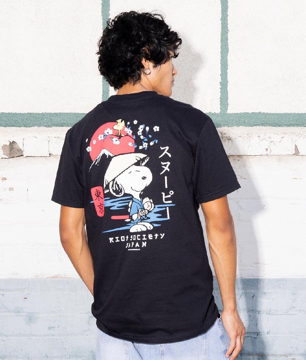 Riot Society Peanuts Snoopy & Woodstock Samurai Mens T-Shirt