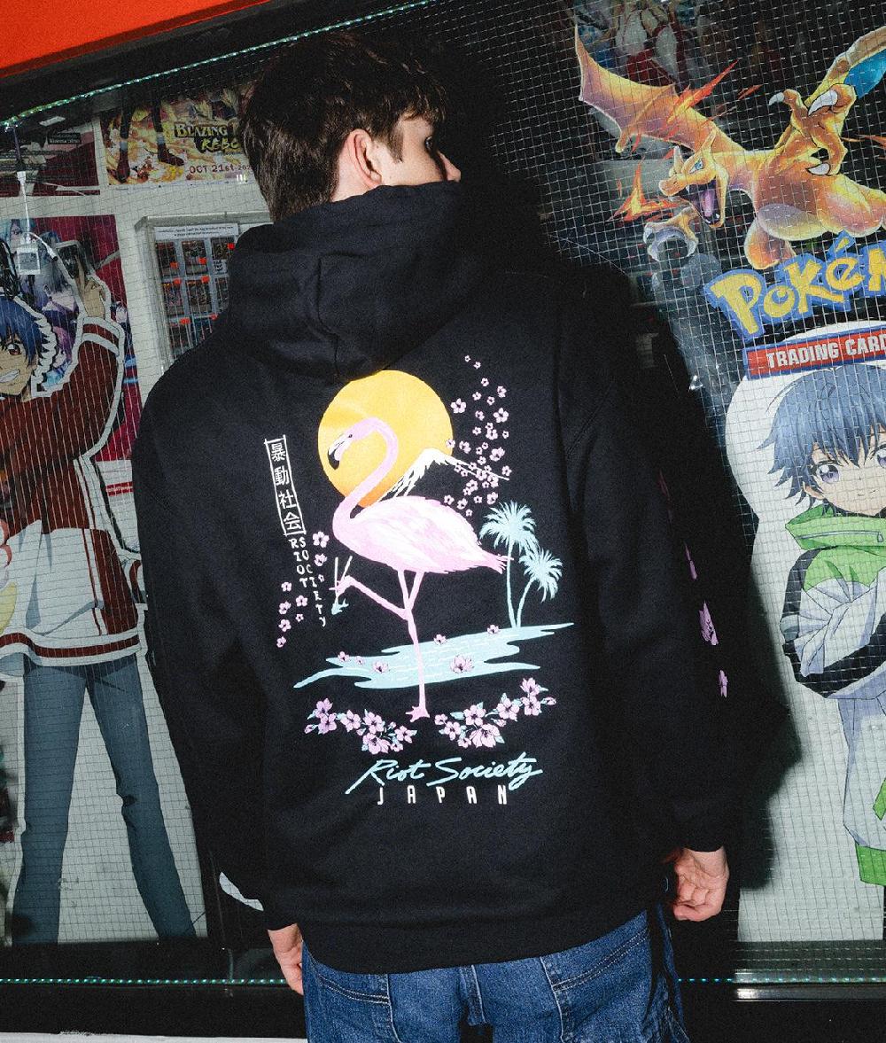 Riot Society Flamingo Blossom 2.0 Mens Hoodie