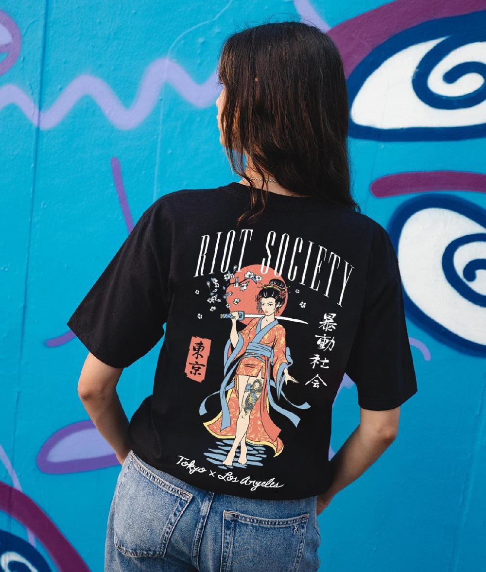 Riot Society Geisha Samurai Katana Womens Tee