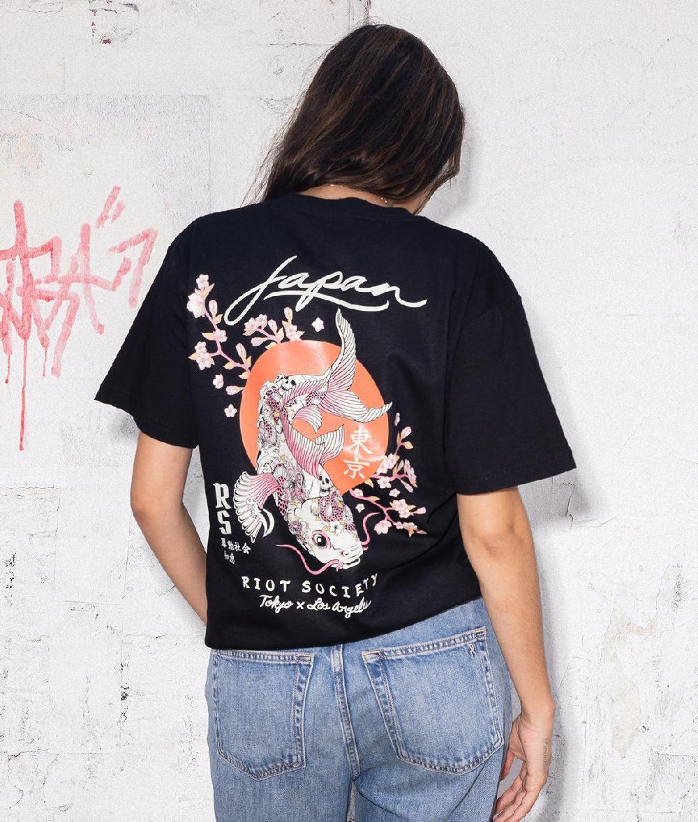 Riot Society Japan Koi Tattoo Blossom Womens Tee
