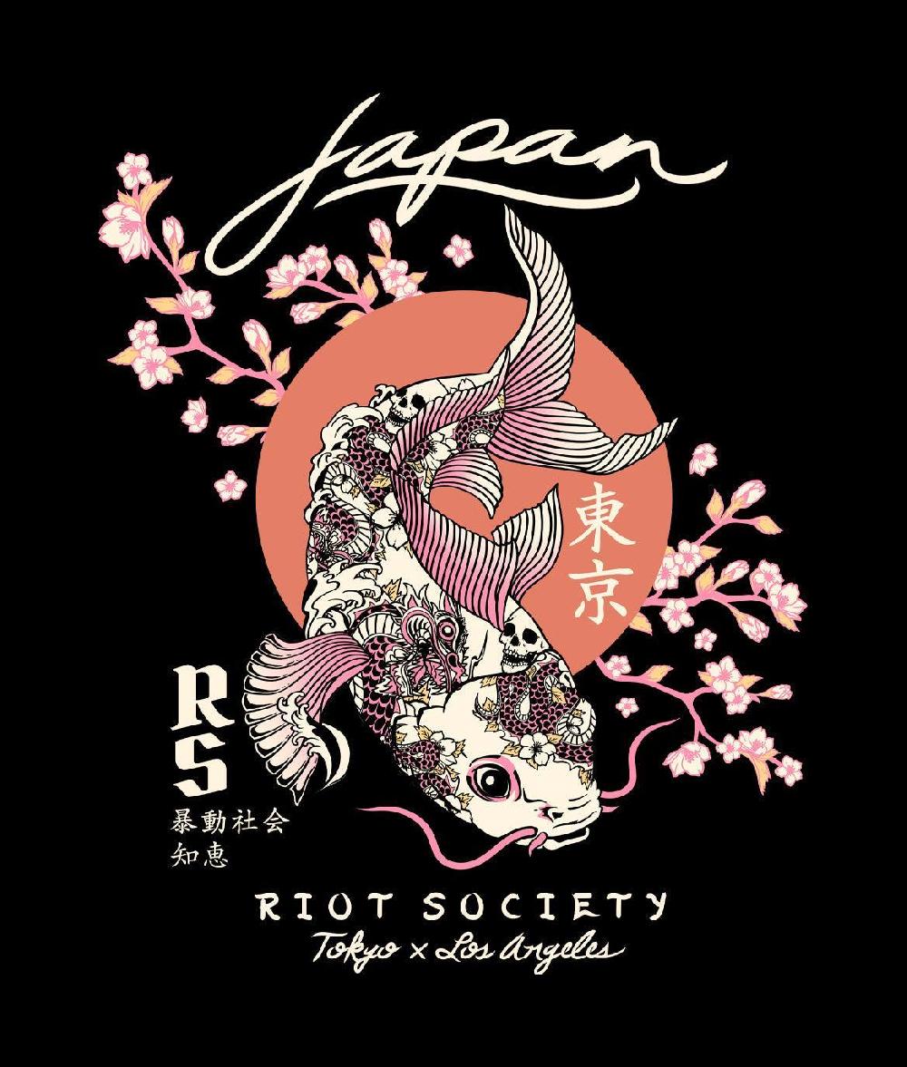 Riot Society Japan Koi Tattoo Blossom Womens Tee