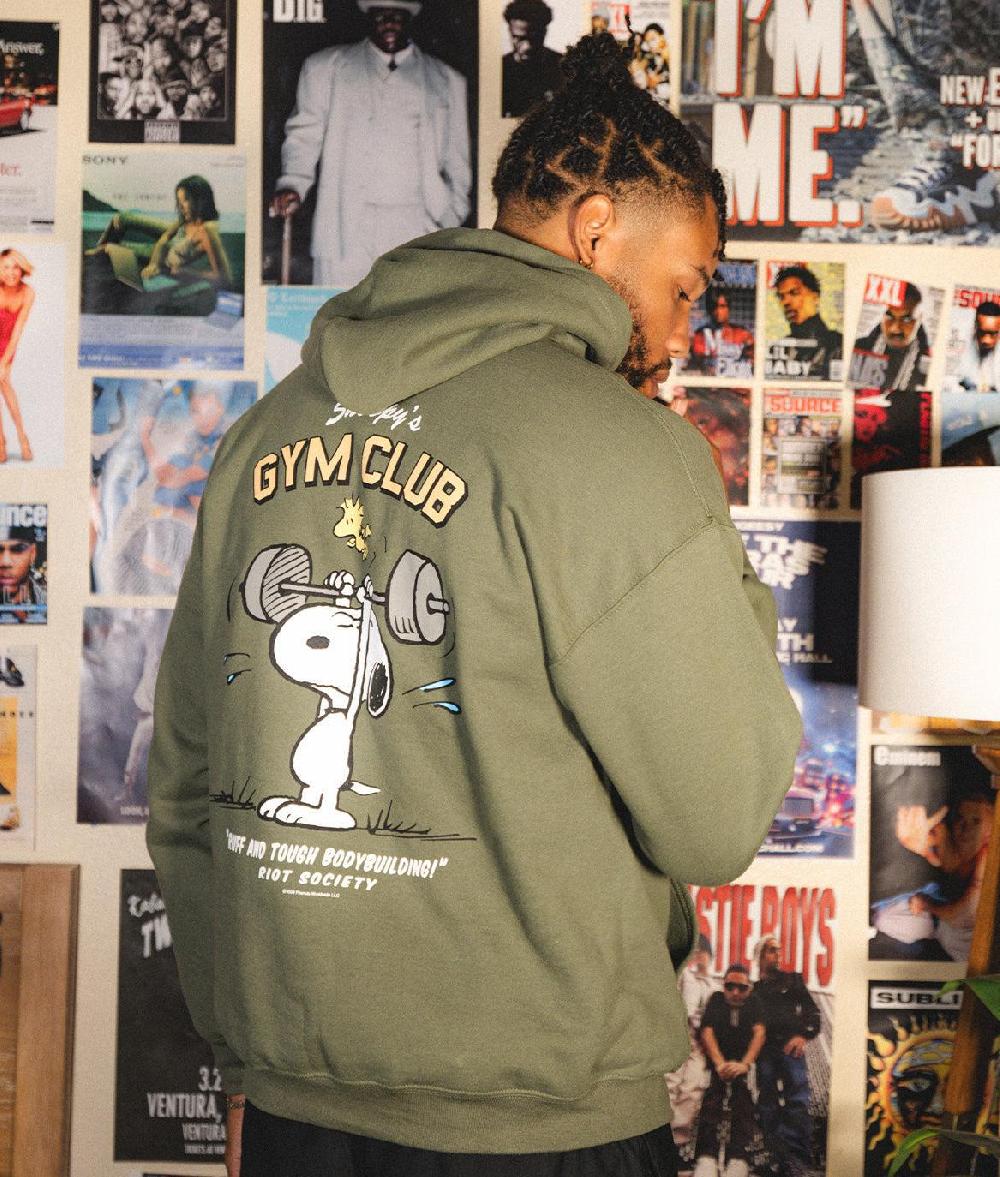 Riot Society Peanuts Snoopy's Gym Club Mens Hoodie