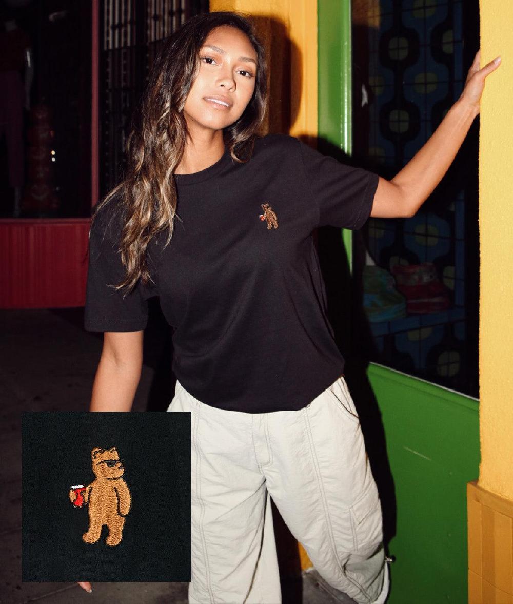 riot society Riot Bear Embroidered Womens Tee