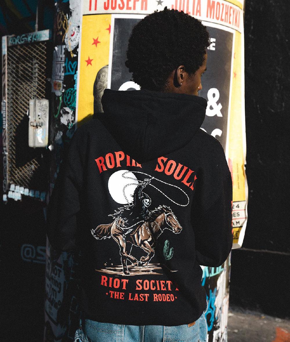 Riot Society Rodeo Reaper Ropin' Souls Mens Hoodie