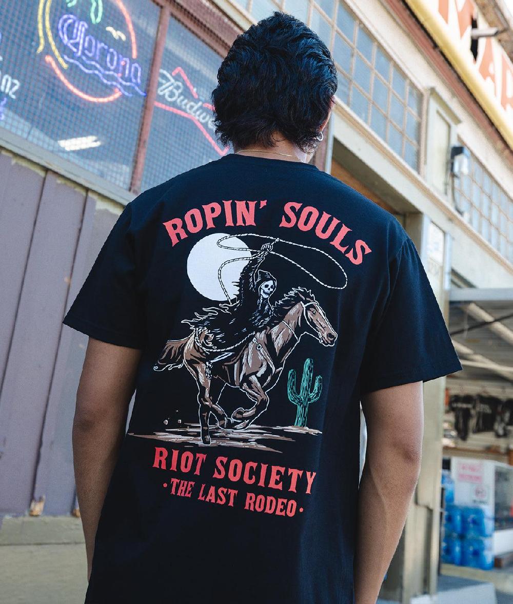 Riot Society Rodeo Reaper Ropin' Souls Mens T-Shirt