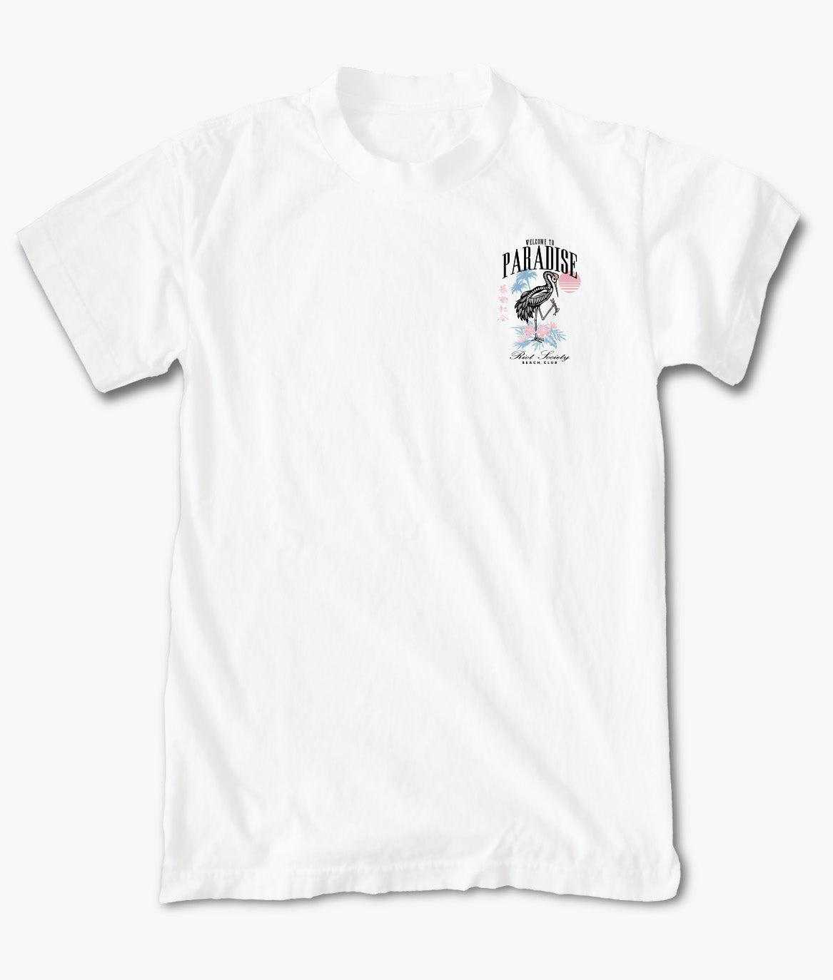 Riot Society Skeleton Crane Welcome To Paradise Beach Club Mens T-Shirt