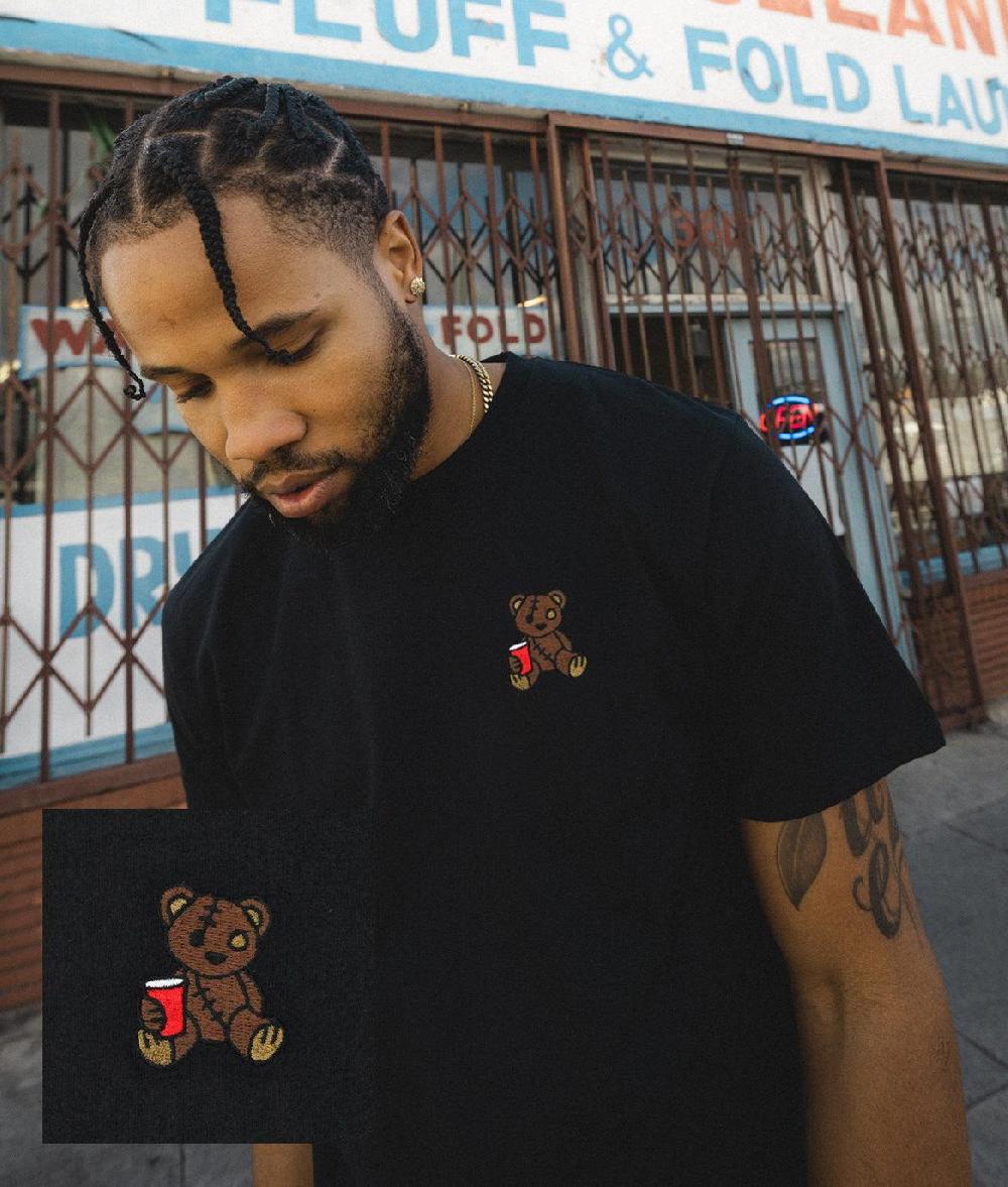 riot society Teddy Bear Red Cup Embroidered Mens T-Shirt