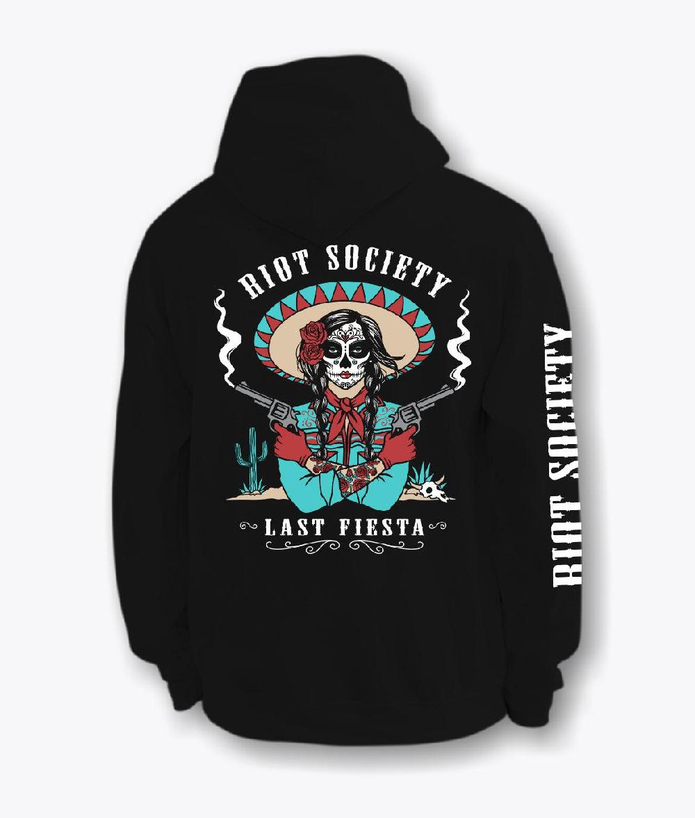 riot society The Last Fiesta Vaquera Cowgirl Mens Hoodie