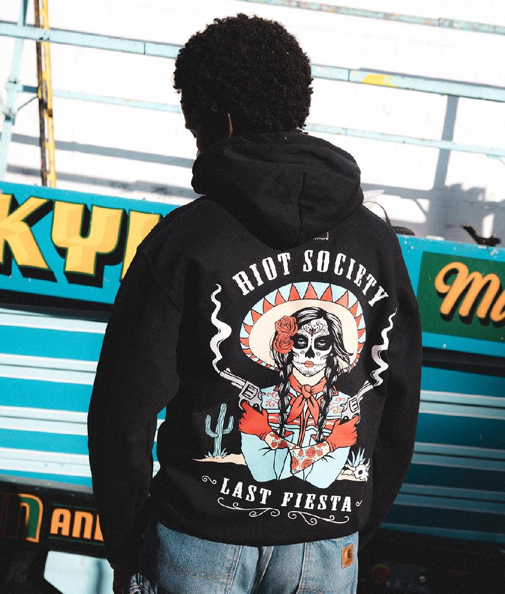 Riot Society The Last Fiesta Vaquera Cowgirl Mens Hoodie