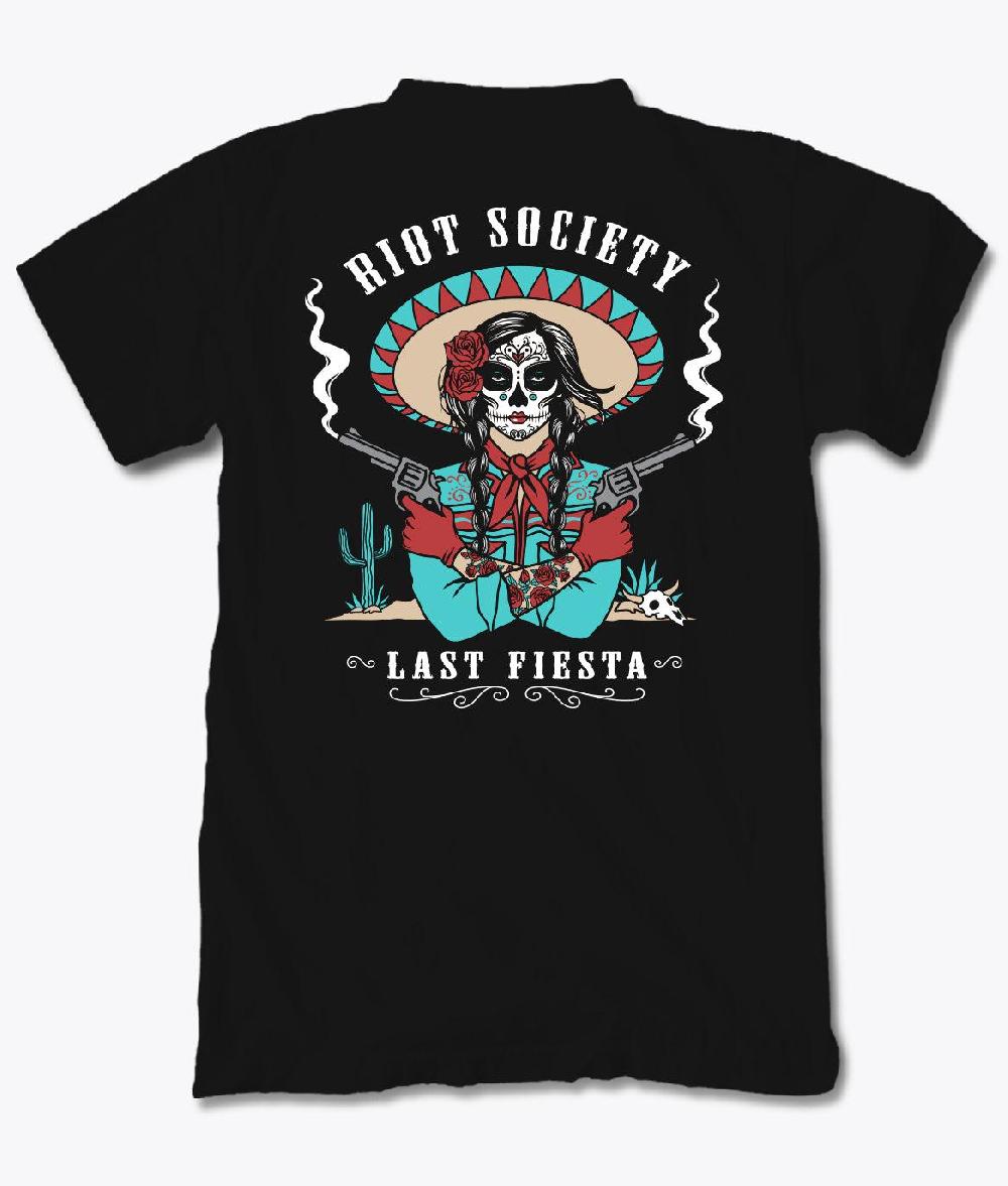 riot society The Last Fiesta Vaquera Cowgirl Mens T-Shirt