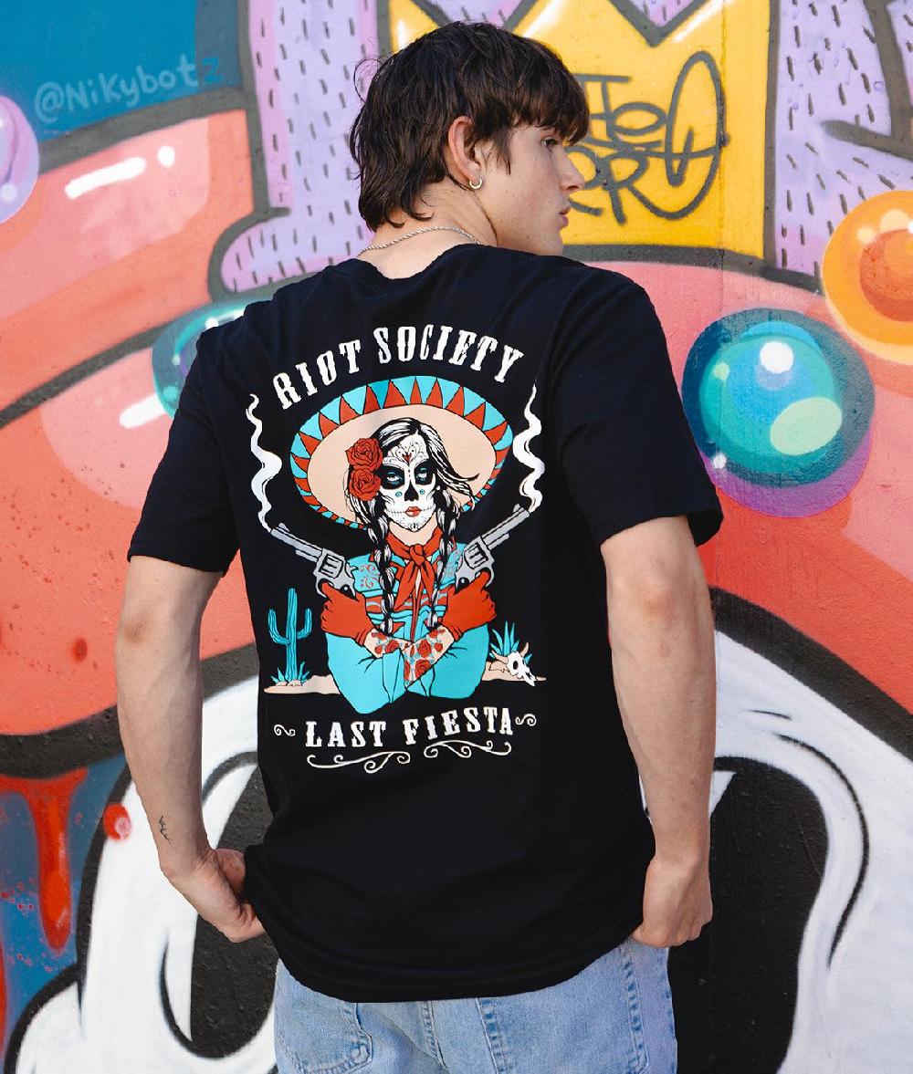 Riot Society The Last Fiesta Vaquera Cowgirl Mens T-Shirt