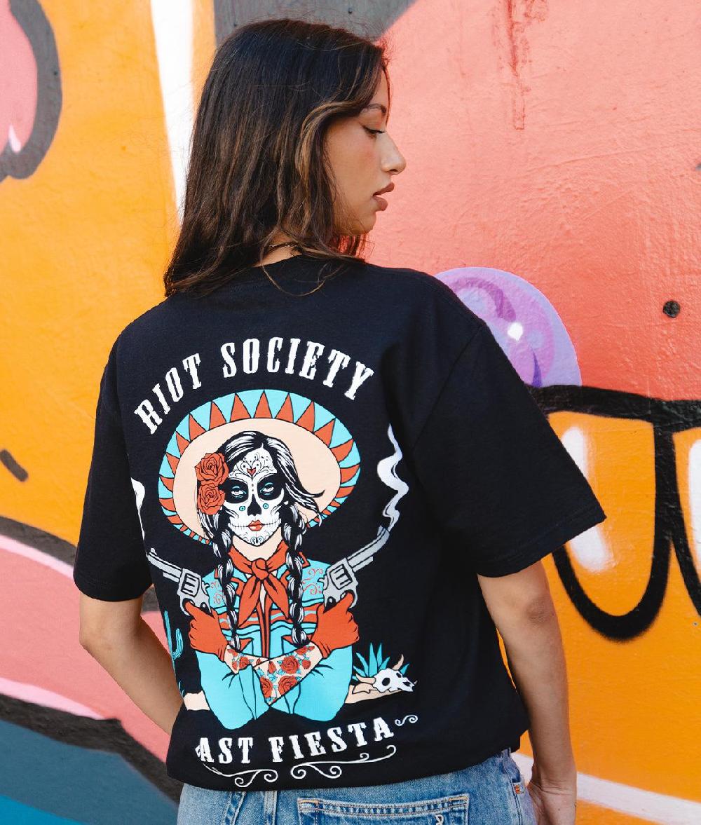 Riot Society The Last Fiesta Vaquera Cowgirl Womens Tee