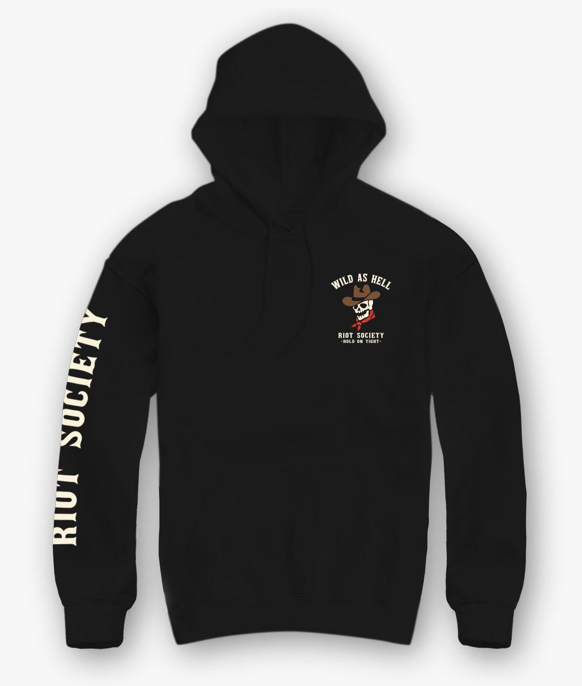 Riot Society Wild As Hell Cowboy Skeleton Mens Hoodie