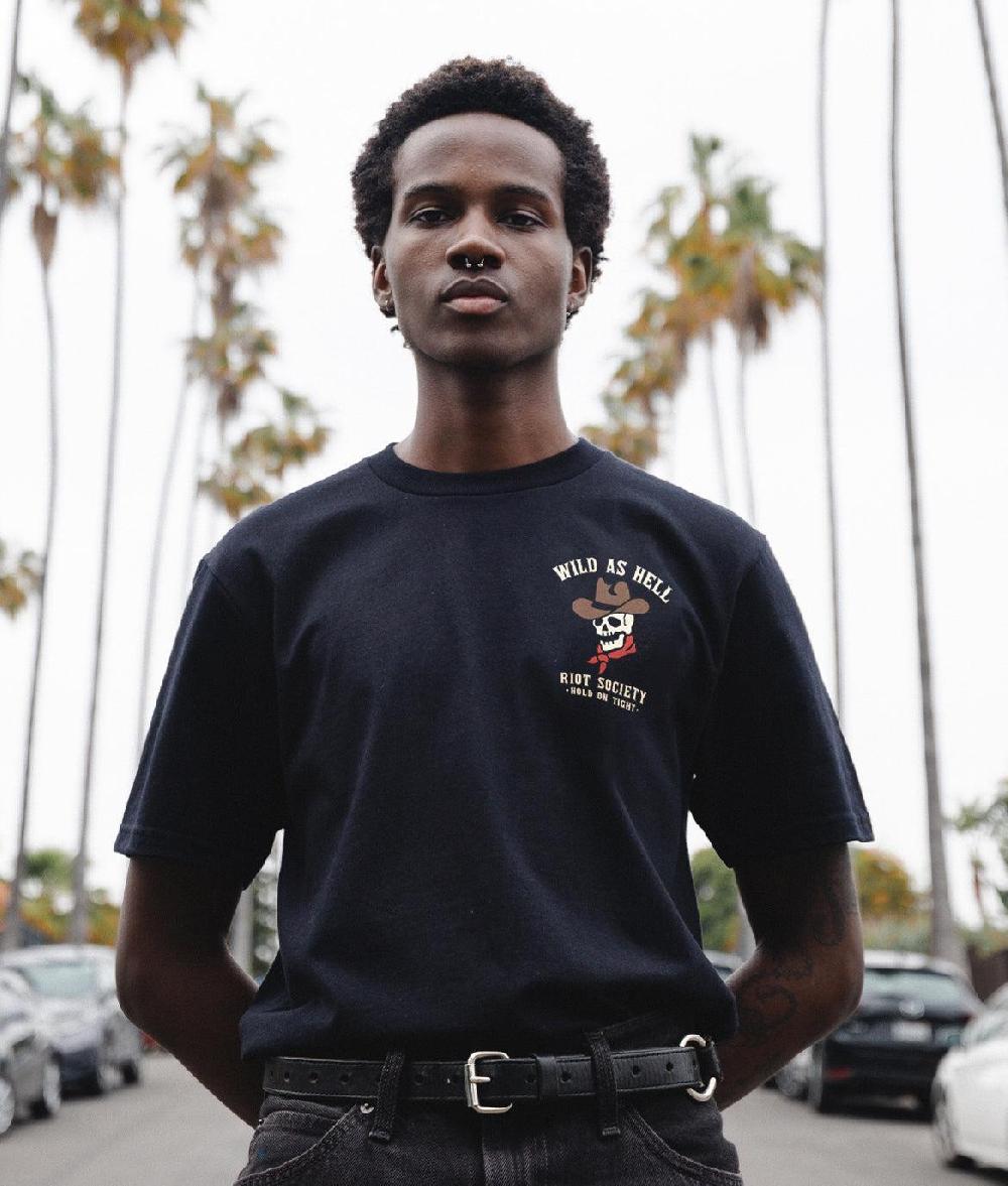 Riot Society Wild As Hell Cowboy Skeleton Mens T-Shirt