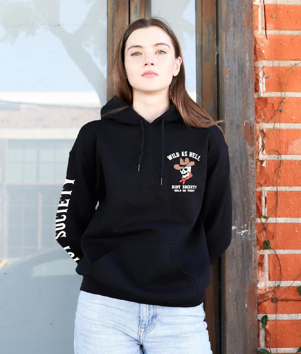 riot society Wild As Hell Cowboy Skeleton Womens Hoodie