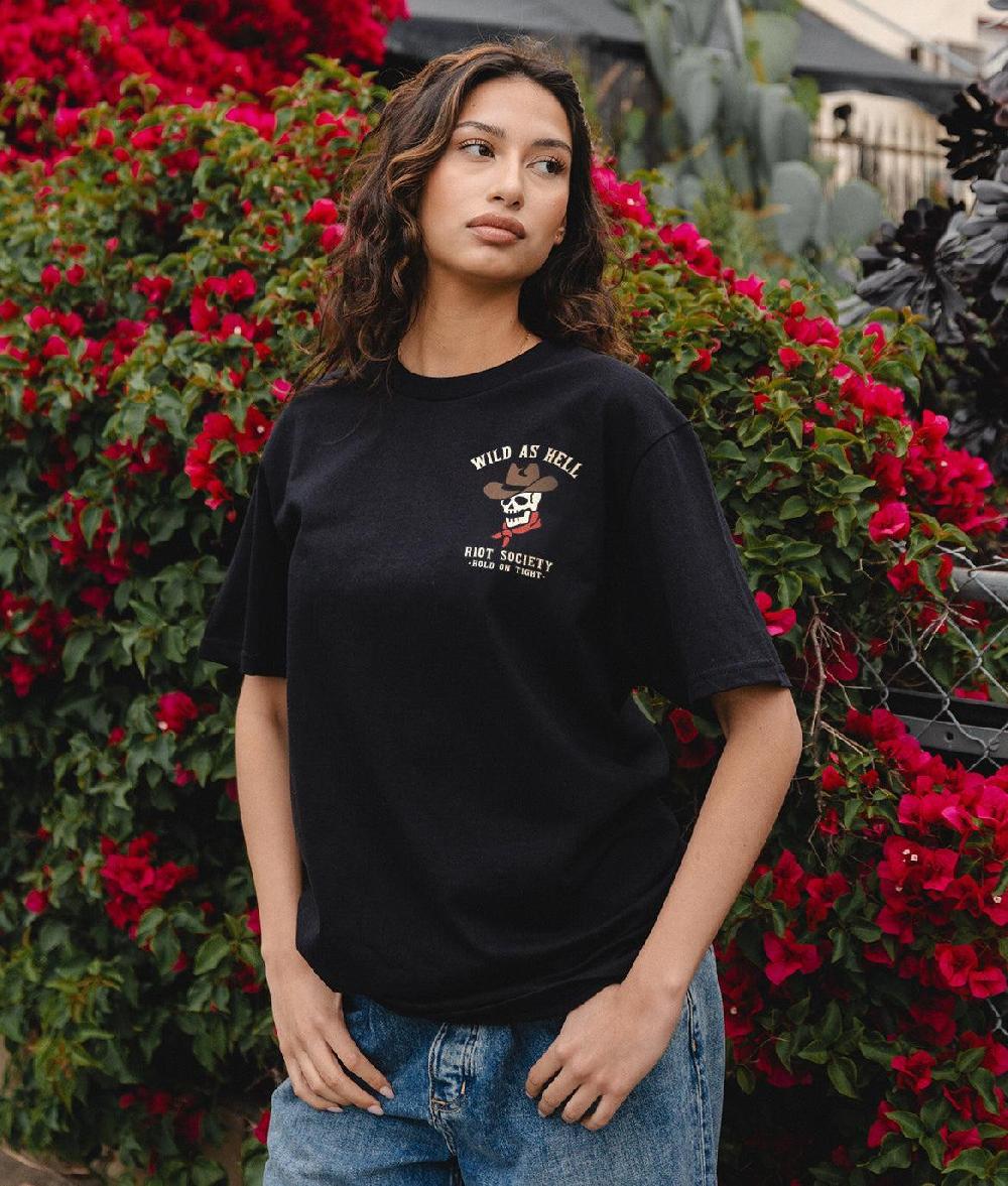 riot society Wild As Hell Cowboy Skeleton Womens Tee