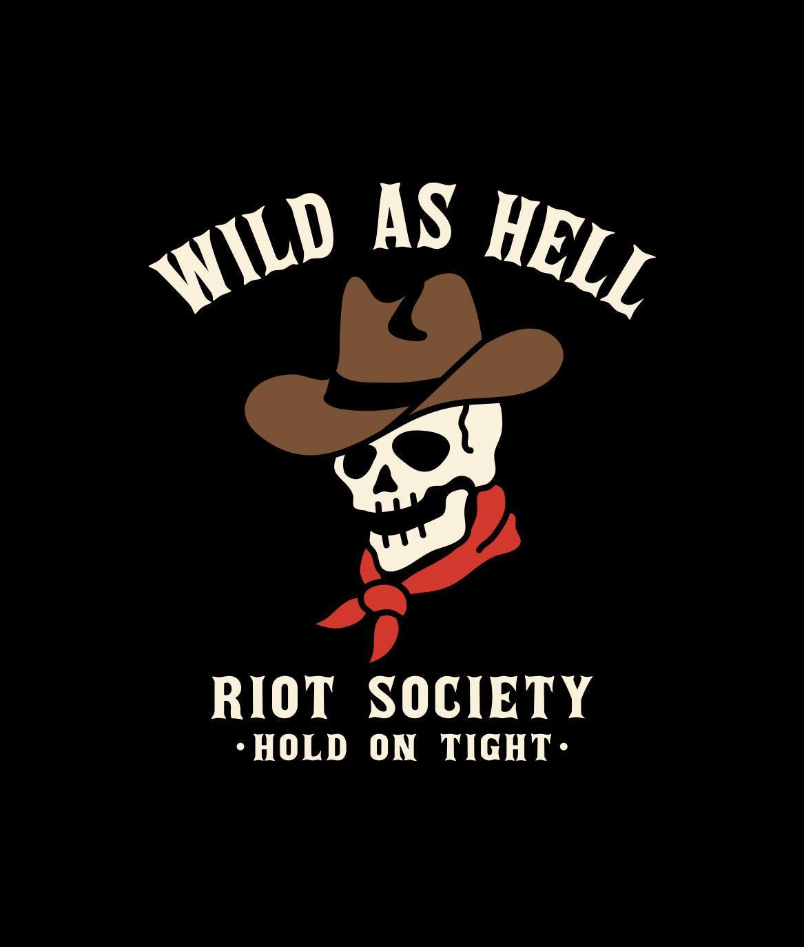 Riot Society Wild As Hell Cowboy Skeleton Womens Tee