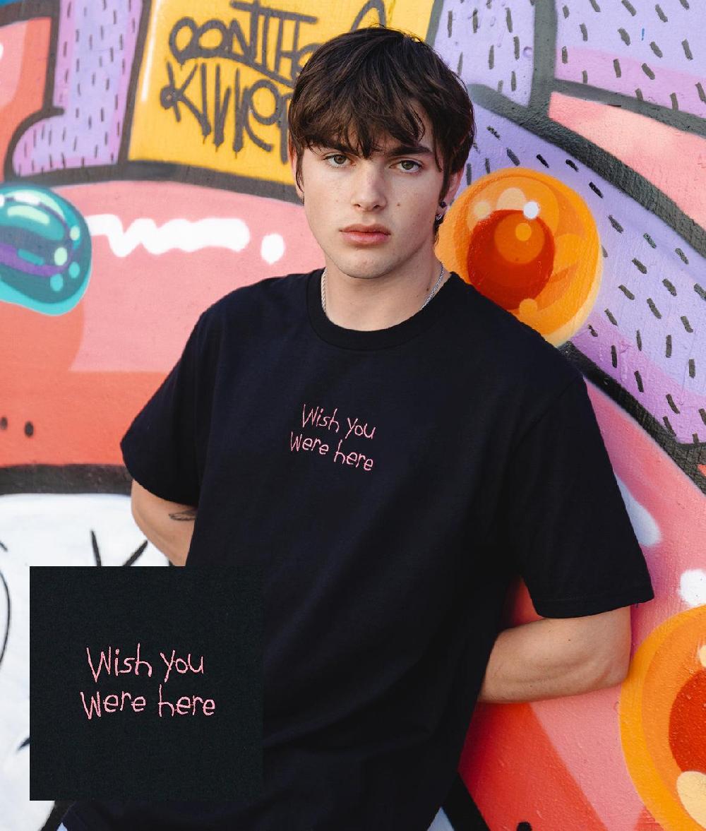riot society Wish You Were Here Embroidered Mens T-Shirt