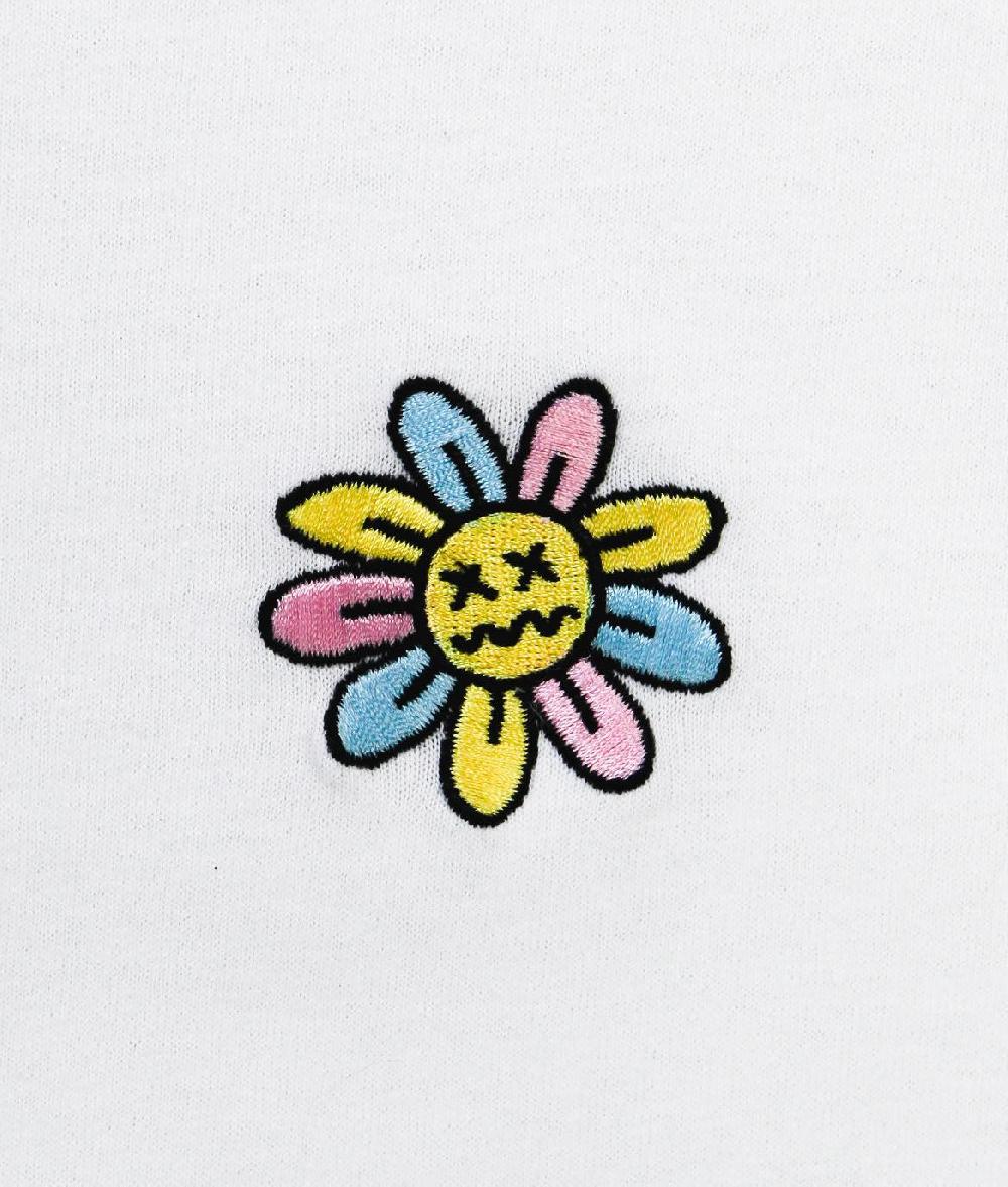 Riot Society Woozy Face Flower Embroidered Mens T-Shirt