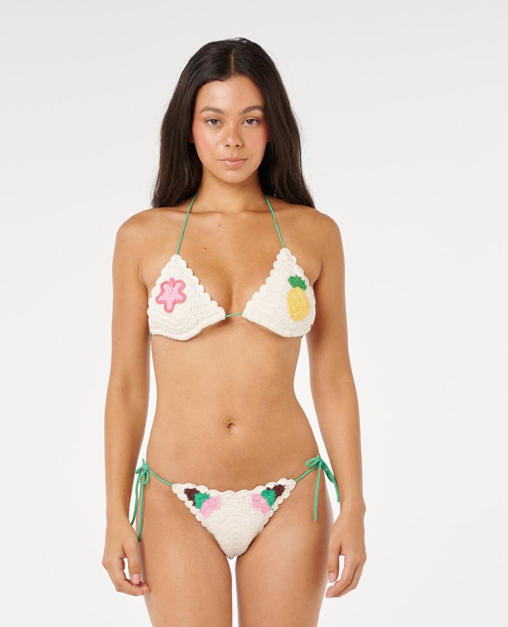 Rip Curl Luau Crochet Tie Side Cheeky Coverage Bikini Bottom