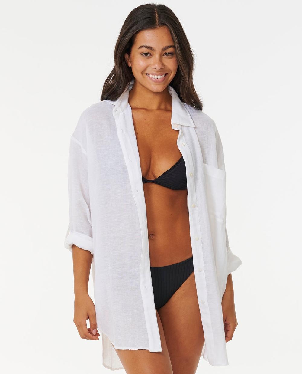 Rip Curl Premium Linen Long Sleeve Button Through Shirt