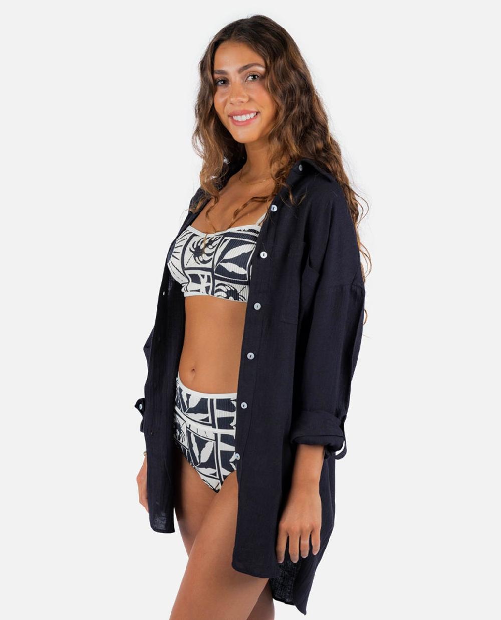 Rip Curl Premium Linen Long Sleeve Button Through Shirt