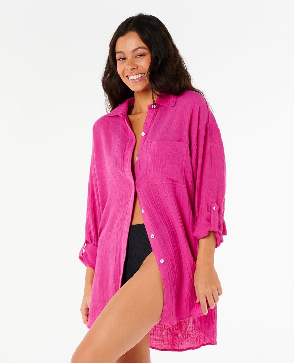 Rip Curl Premium Linen Long Sleeve Button Through Shirt