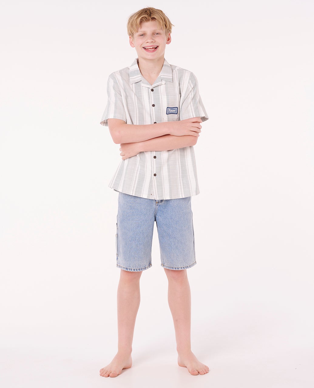 Rip Curl Mod Cali Stripe Short Sleeve Shirt - Kids