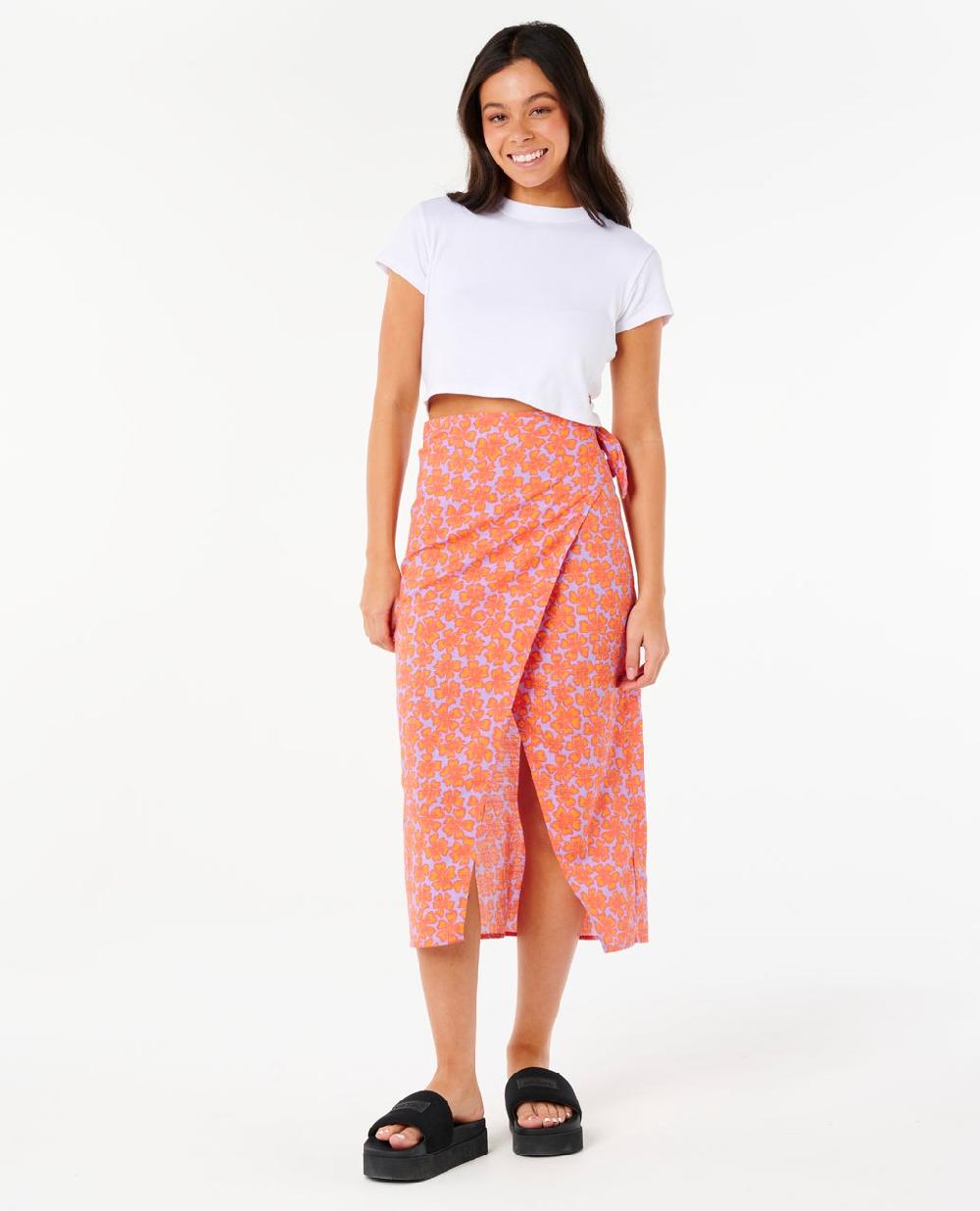 Rip Curl Neon Isles Wrap Midi Skirt