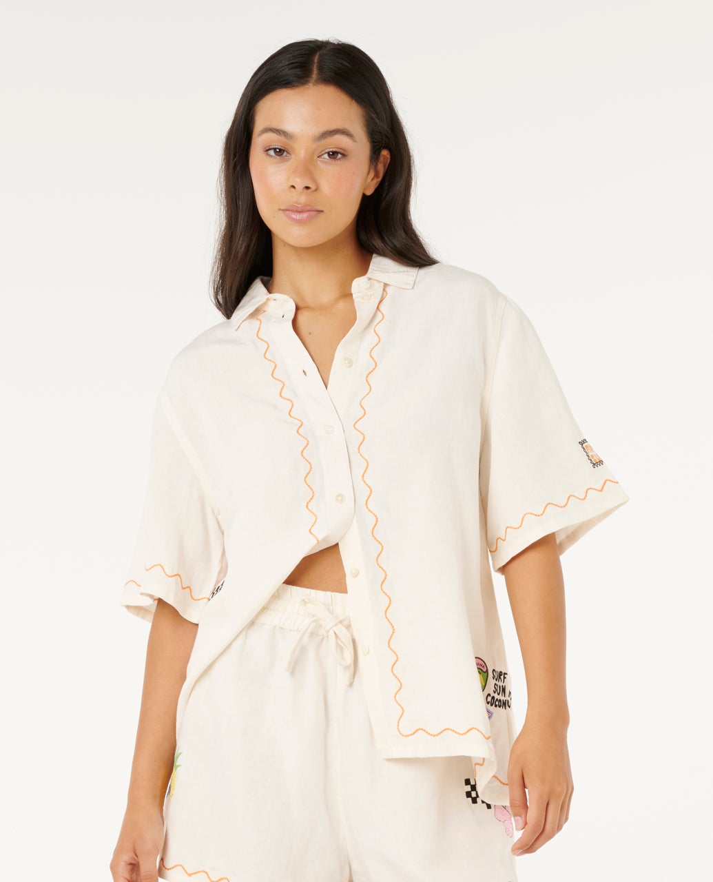 rip curl Sunset Luau Embroidered Shirt