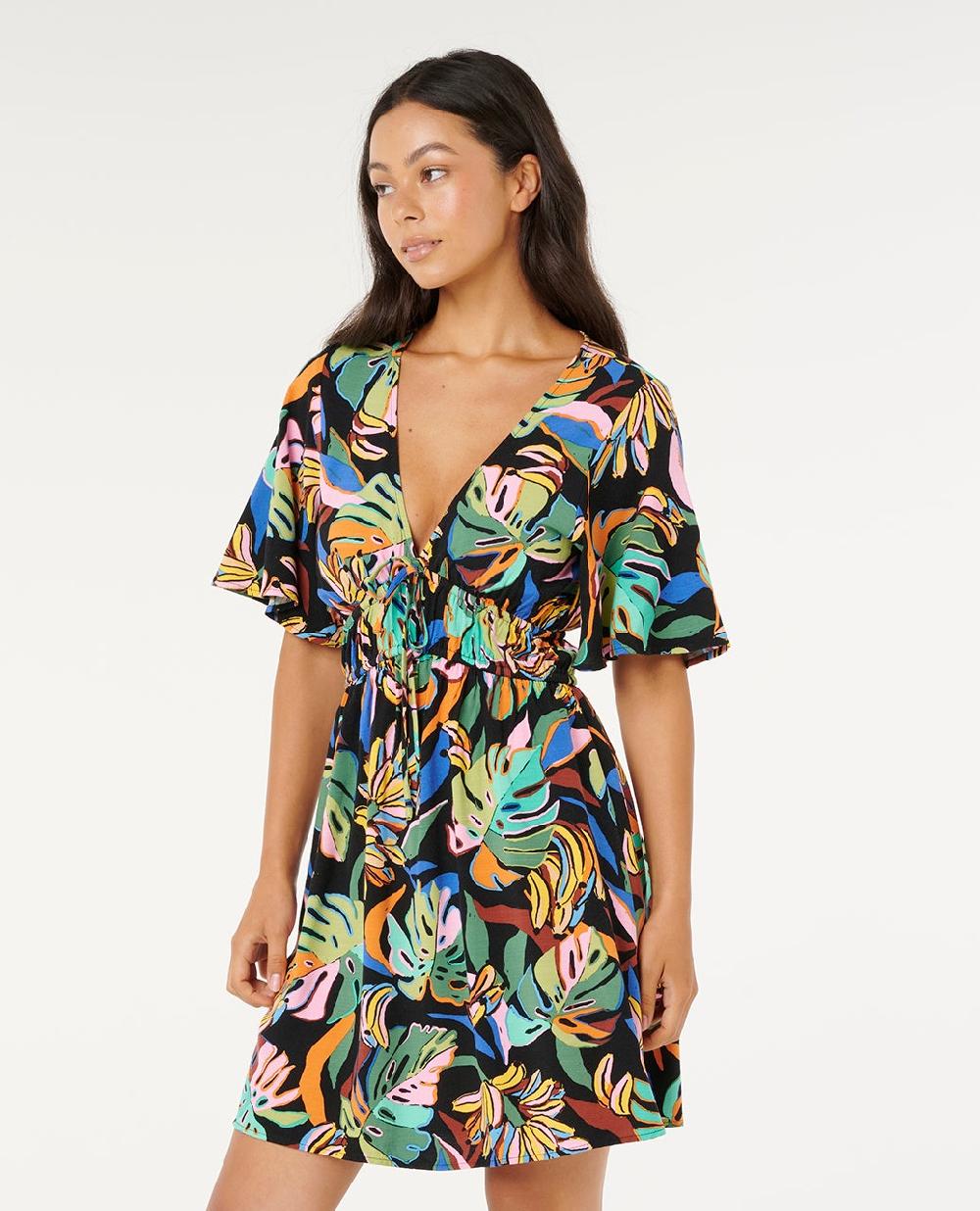 Rip Curl Sunset Luau Short Sleeve Mini Dress