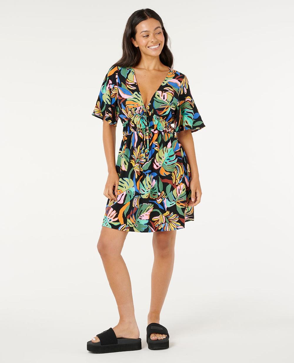 Rip Curl Sunset Luau Short Sleeve Mini Dress