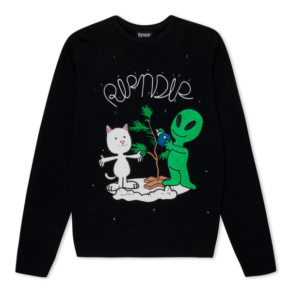 Ripndip Alien / Nerm Christmas Light Up Knit Sweater (Black)