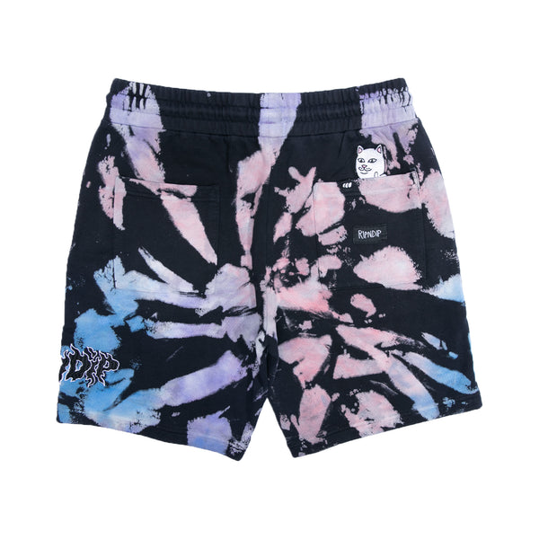 Ripndip Blaze Sweatshorts (Black/Peach/Purple Tie Dye)