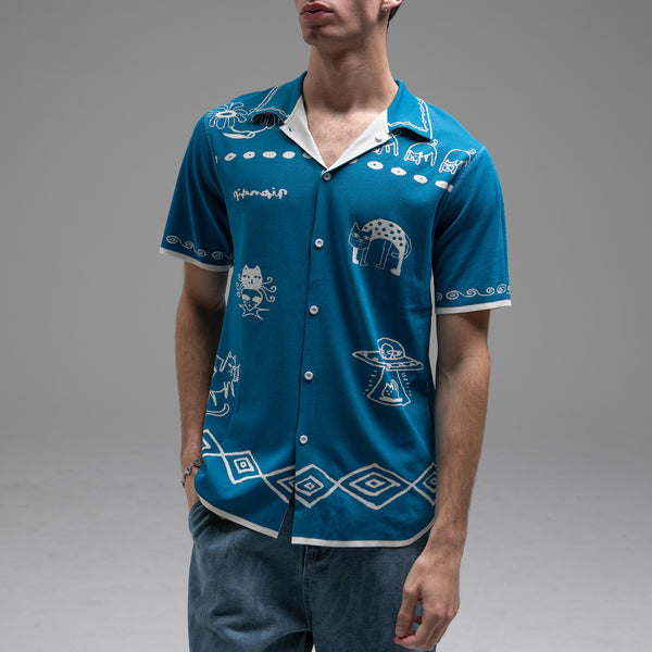 Ripndip Blonded Knitted Reversible Button Up (Off White)