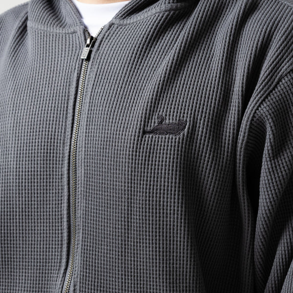 Ripndip Castanza Waffle Knit Zip Up Hoodie (Charcoal)