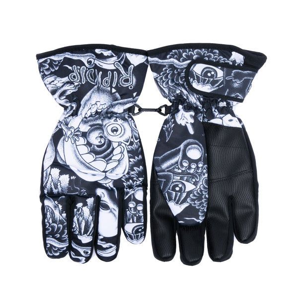 ripndip Dark Twisted Fantasy Snow Gloves (Black/White)