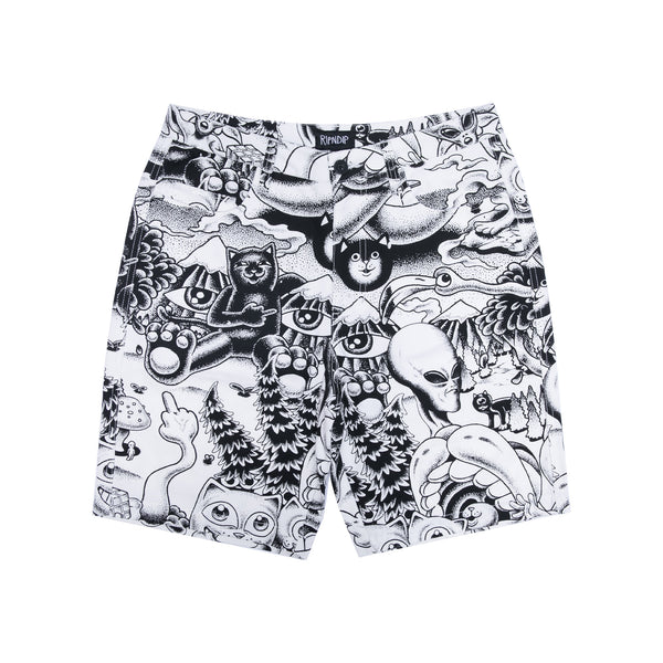 ripndip Dark Twisted Fantasy Twill Shorts (Black/White)