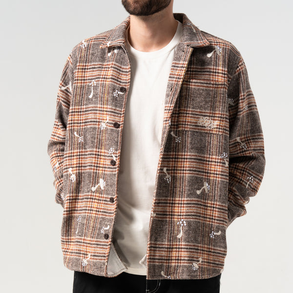 Ripndip Euphoria Button Up Plaid Jacket (Brown Plaid)