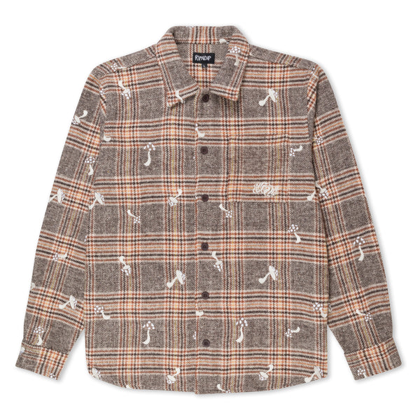 ripndip Euphoria Button Up Plaid Jacket (Brown Plaid)