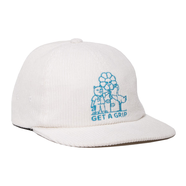 ripndip Get A Grip 6 Panel Corduroy Strapback (White)