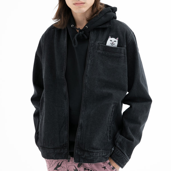 Ripndip La Brea Peeking Nermal Work Jacket (Black Washed Denim)