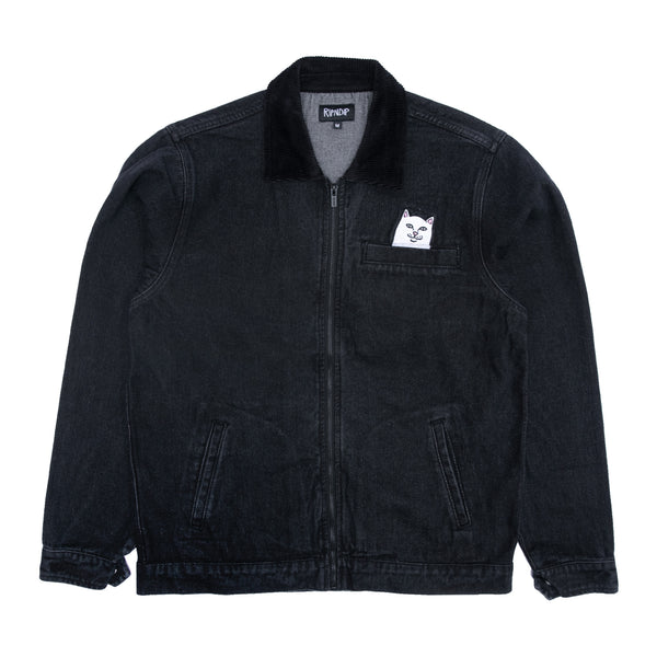 Ripndip La Brea Peeking Nermal Work Jacket (Black Washed Denim)