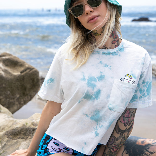 Ripndip Lord Angel Pocket Crop Tee (Light Blue Lightning Wash)