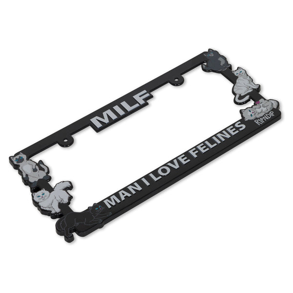 Ripndip Man I Love Felines License Plate Holder (Black)