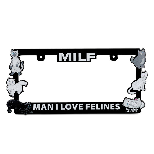 Ripndip Man I Love Felines License Plate Holder (Black)