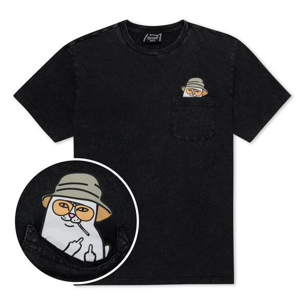ripndip Nermal S Thompson Pocket Tee (Black Mineral Wash)