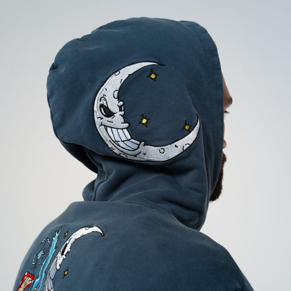 Ripndip Oracle Double Hood Hoodie (Navy Mineral Wash)